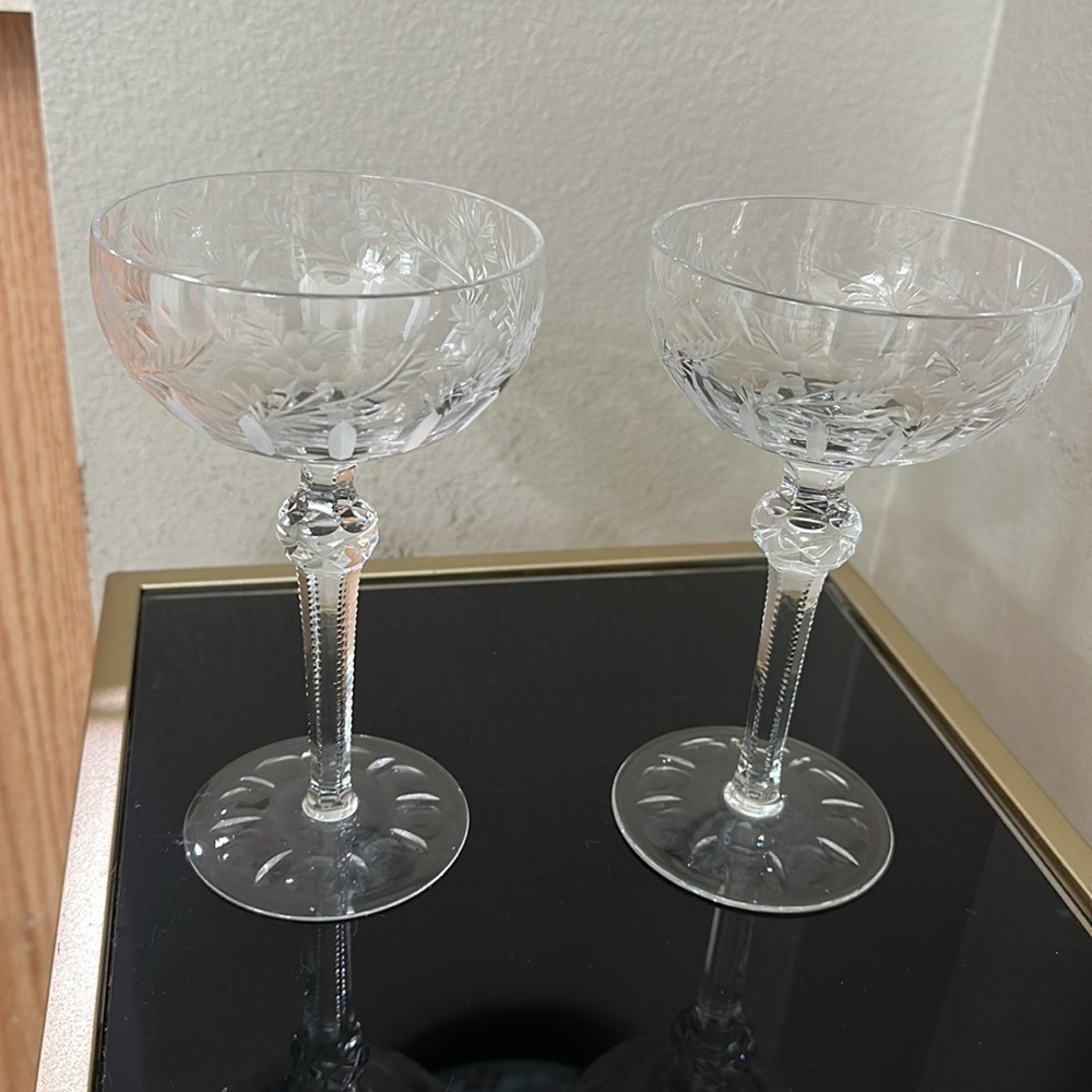 🧡 Set of 2 Crystal Champagne / Tall Sherbet Glasses 🧡